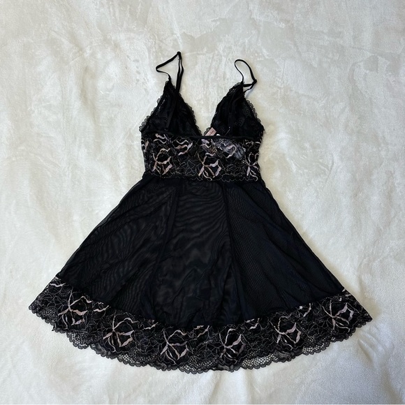 La Vie En Rose Black Lingerie Slip Dress - Picture 3 of 5